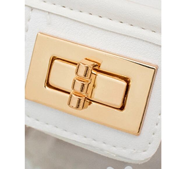 Mini Floral Daisy Transparent Square Crossbody Shoulder Bag Inner Pouch White - Picture 4 of 5